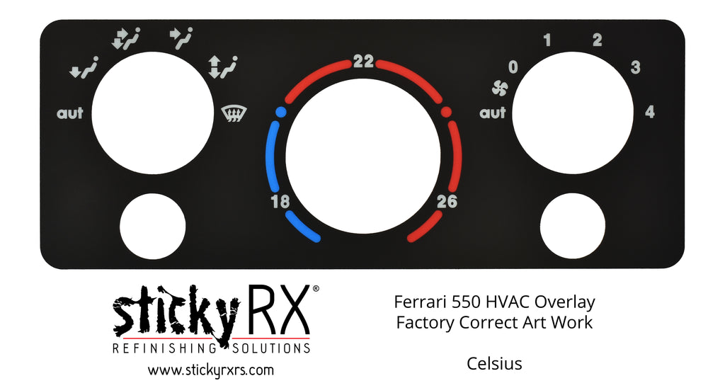 Ferrari 550 HVAC Overlay, Celsius - Gen II – Sticky RX Refinishing Solutions